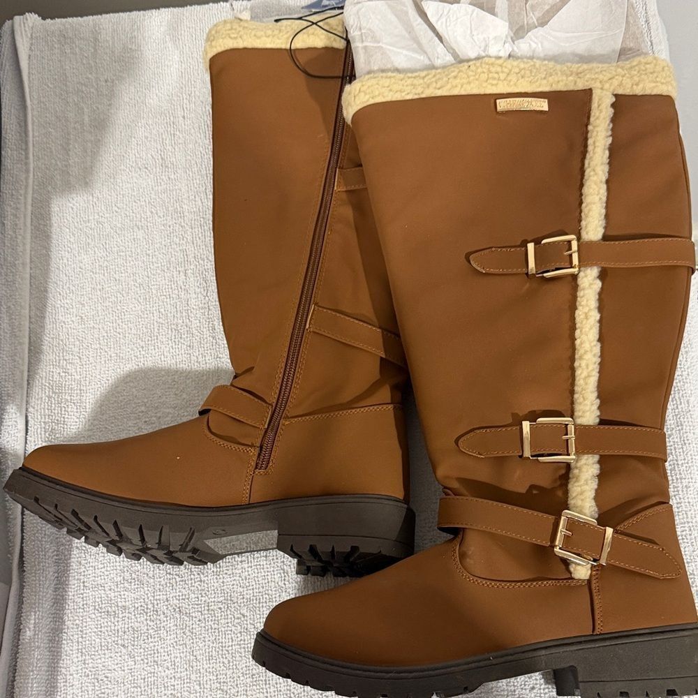 Cherokee Brown Winter Boots with Buckle Accents